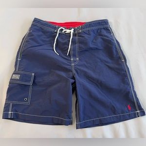 Polo by Ralph Lauren Size Medium Swim Trunks Red Pony Navy